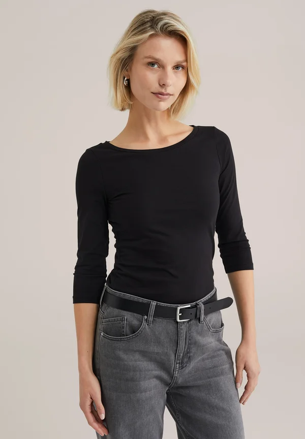 THREE-QUARTER SLEEVE - Long sleeved top - black