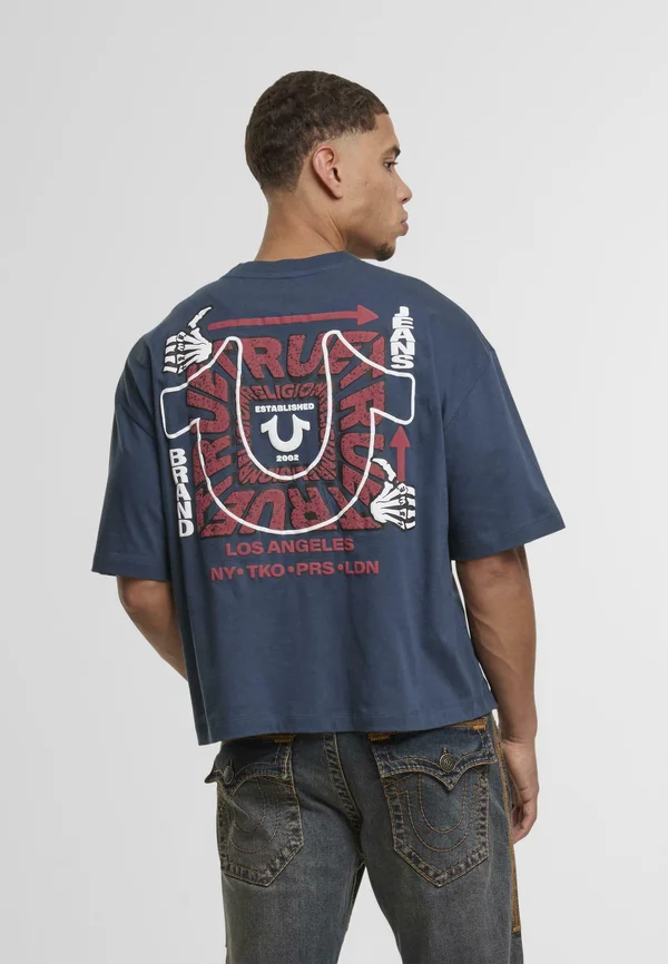 THUMBS UP BOXY - Print T-shirt - blue