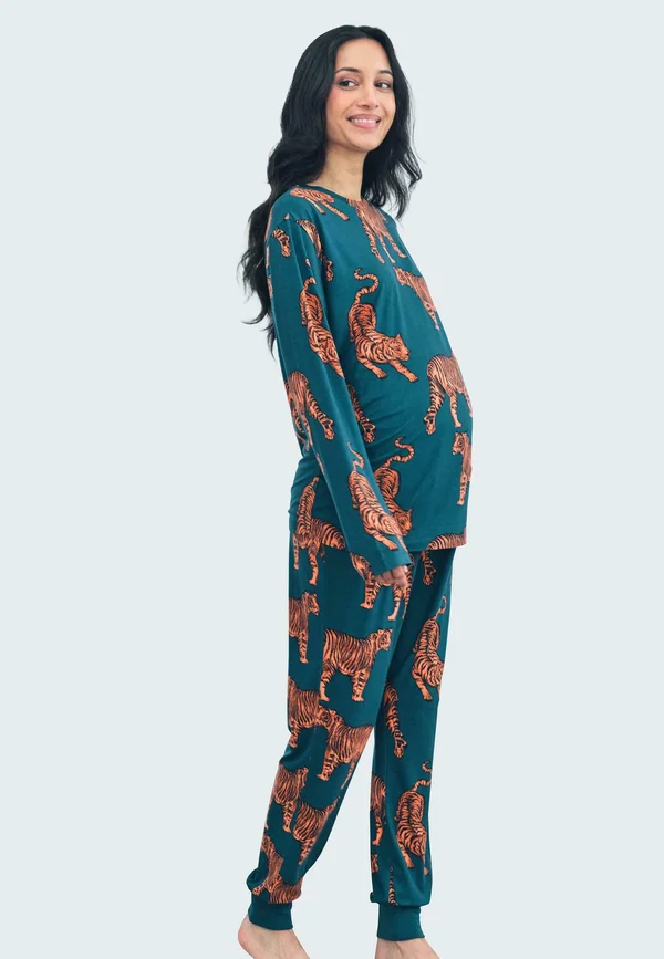 TIGER MATERNITY SET - Pyjama set - teal