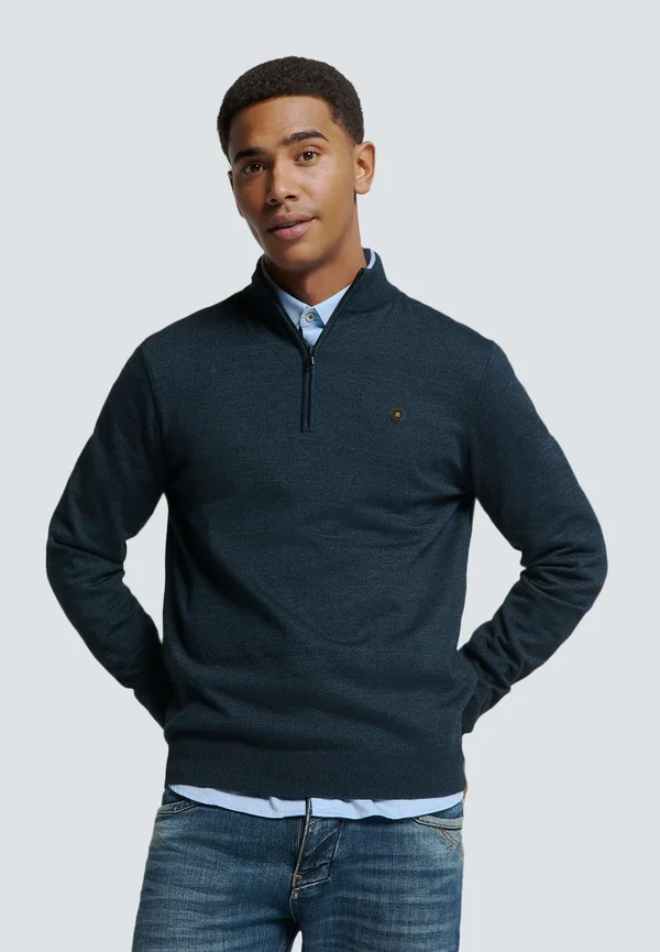 TIMELESS BASICS HALF-ZIP - Jumper - blue