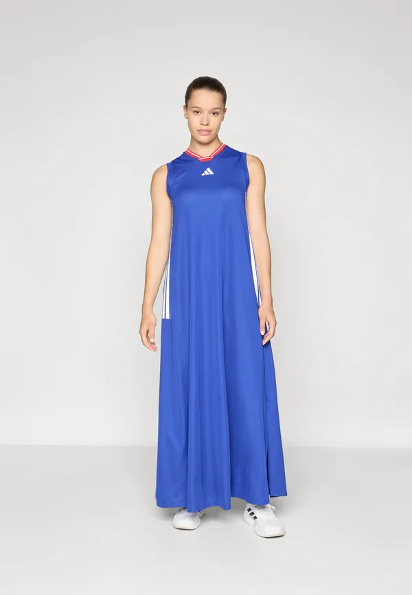 TIRO 3 STRIPES - Jersey dress - semi lucid blue/white/pure ruby