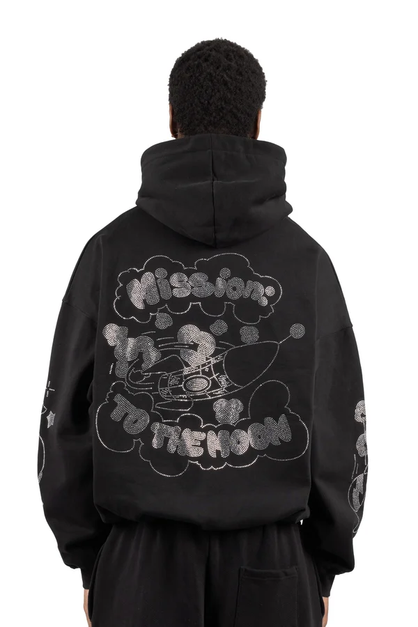 TO THE MOON BLACK HOODIE UNISEX - Hoodie - black