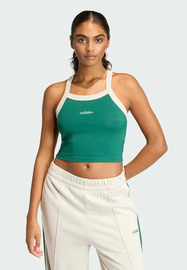 Top - collegiate green   white