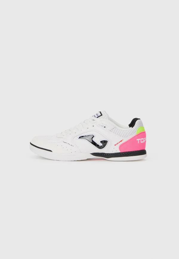 TOP FLEX - Indoor football boots - white/black/fuchsia