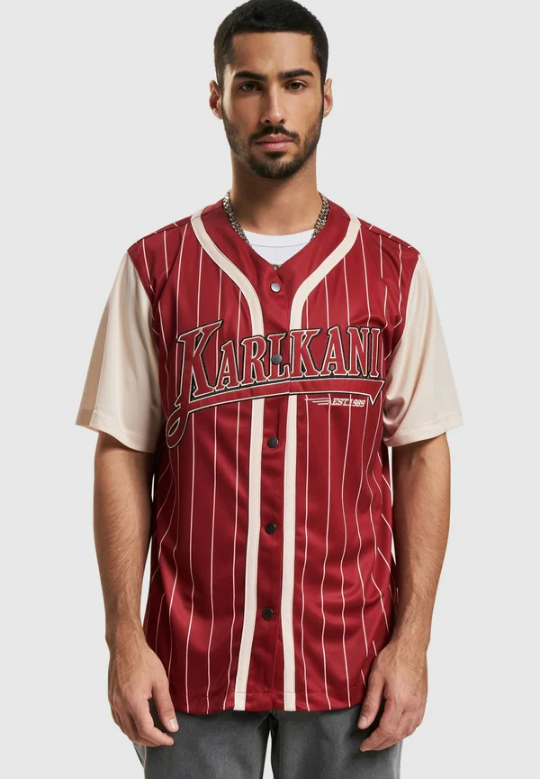 TREING BLOCK PINSTRIPE BASEBALL - Shirt - darkred cream