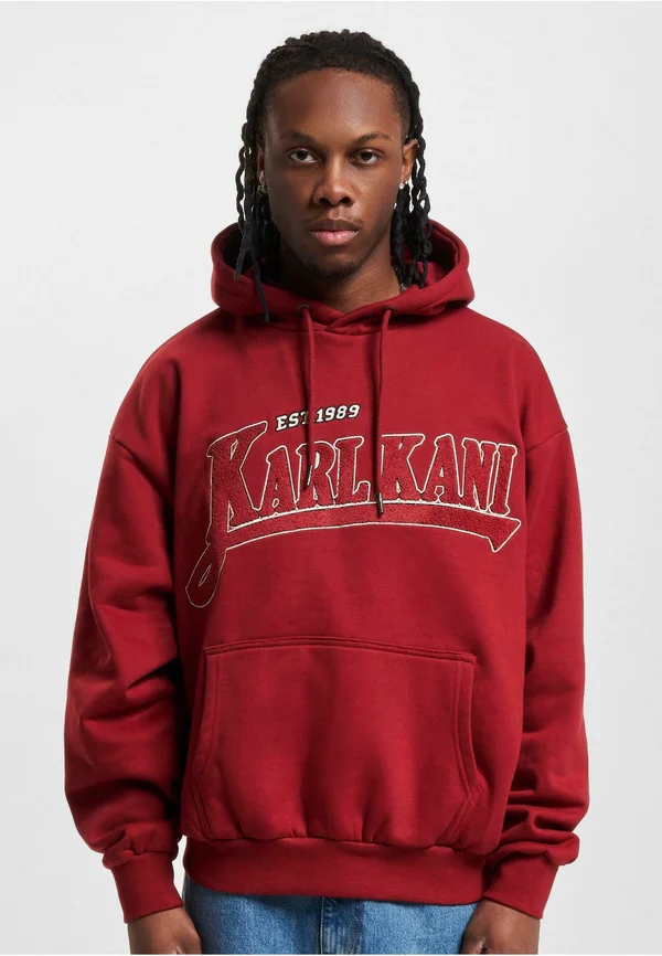 TREING OS PINSTRIPE - Hoodie - darkred cream