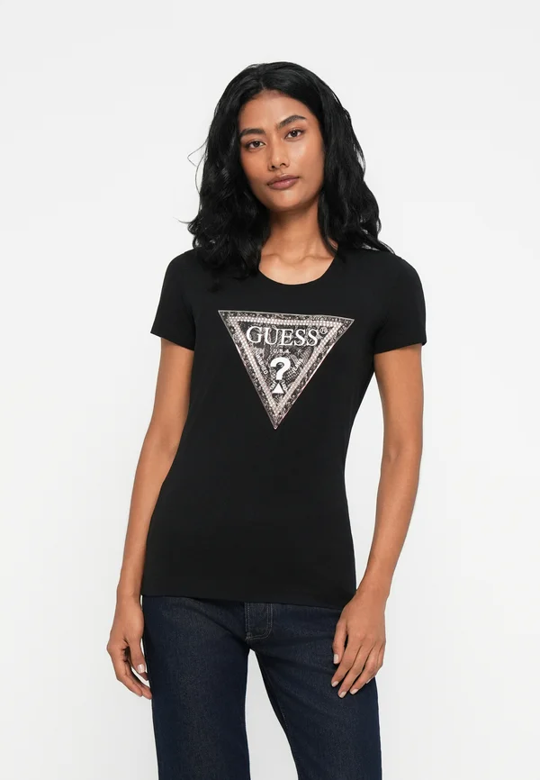 TRIANGLE PYTHON TEE - Print T-shirt - jet black