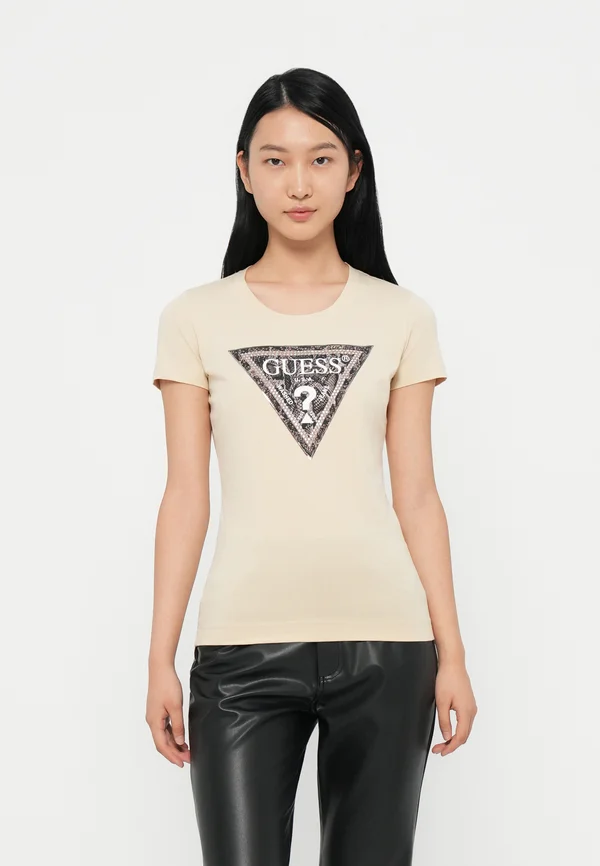 TRIANGLE PYTHON TEE - Print T-shirt - river gravel