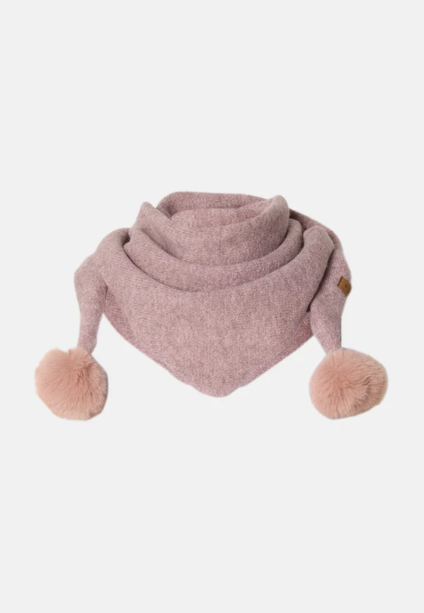 TRIANGULAR SCARF POMPONS - Scarf - woodrose