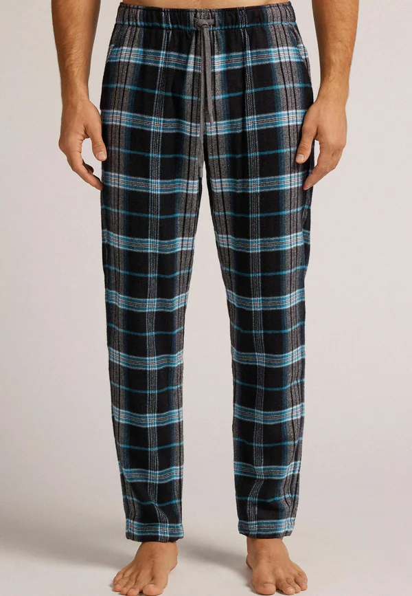 Trousers - check nero celeste