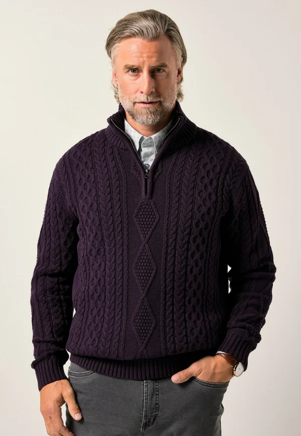 TROYER ZOPFMUSTER - Jumper - dark violet
