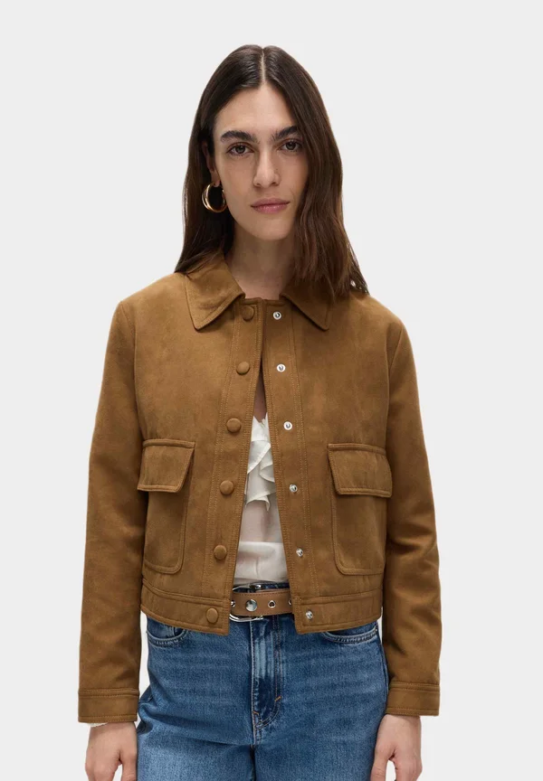 TRUCKER - Faux leather jacket - tan