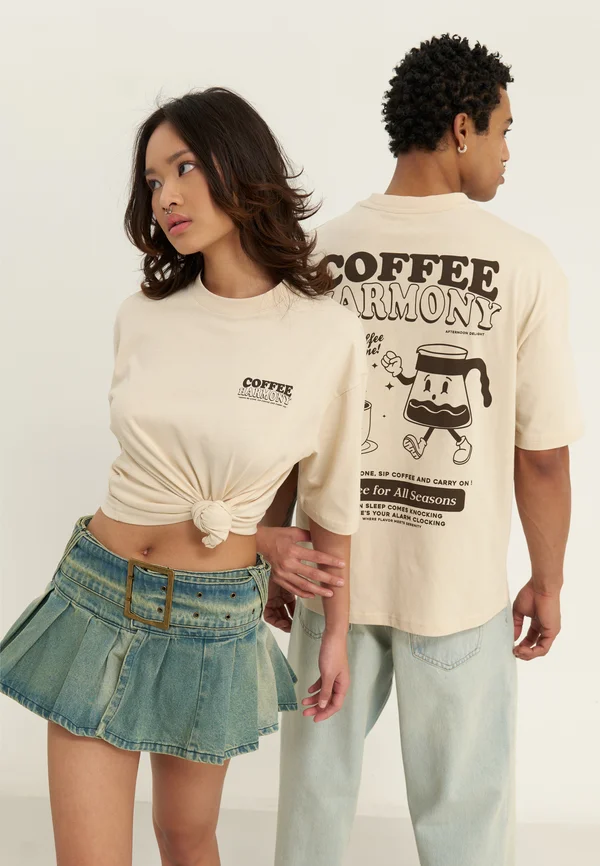 UNISEX - Print T-shirt - beige