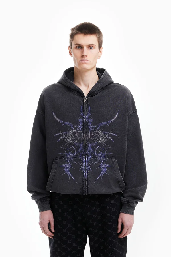 UNISEX - Zip-up sweatshirt - black washed