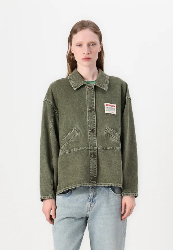UZATOWN - Denim jacket - olive
