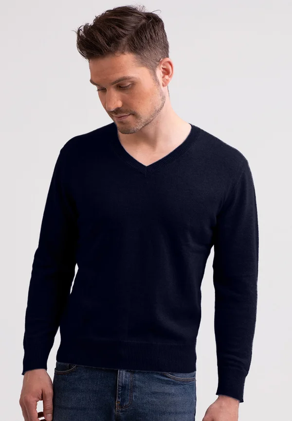 V-AUSSCHNITT - Jumper - marine blau