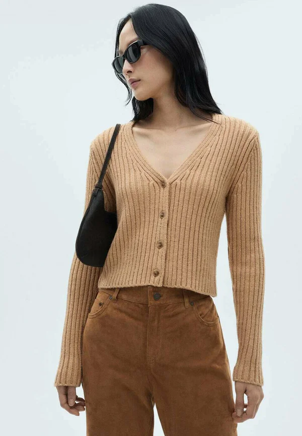 V-NECK - Cardigan - brown