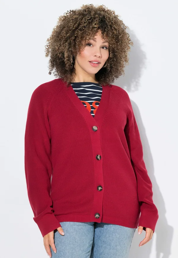 V-NECK LONG SLEEVE - Cardigan - ruby red