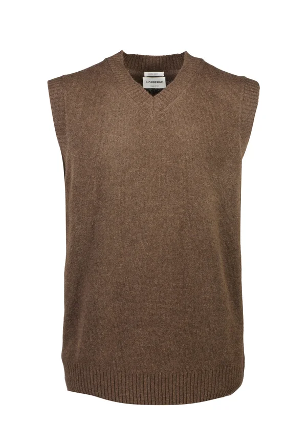 V-NECK SLIPOVER - Jumper - dk brown mel