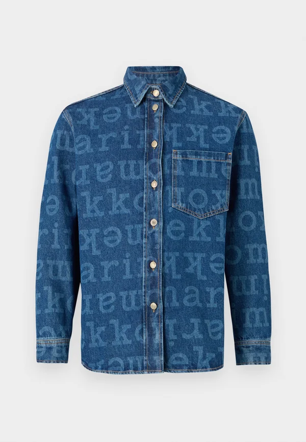 VAIHE LOGO UNISEX - Button-down blouse - mid indigo