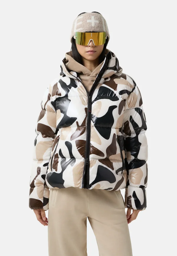 VALLY - Down jacket - beige schwarz braun