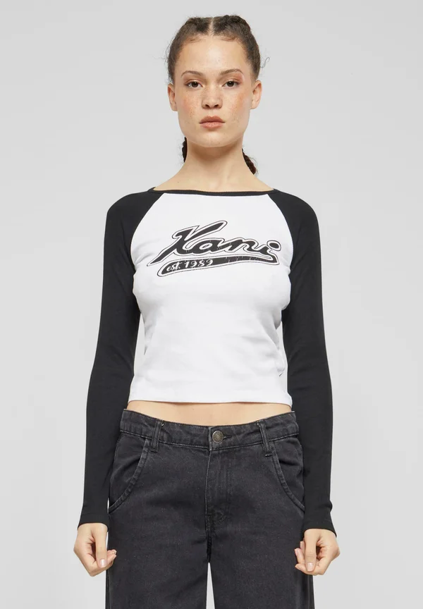 VARSITY CROP BLOCK - Long sleeved top - white black