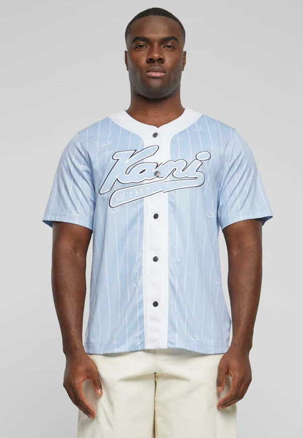 VARSITY LOGO PINSTRIPE BASEBALL - Shirt - light blue white