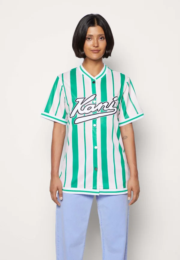 VARSITY STRIPE BASEBALL SHIRT - Button-down blouse - light pink