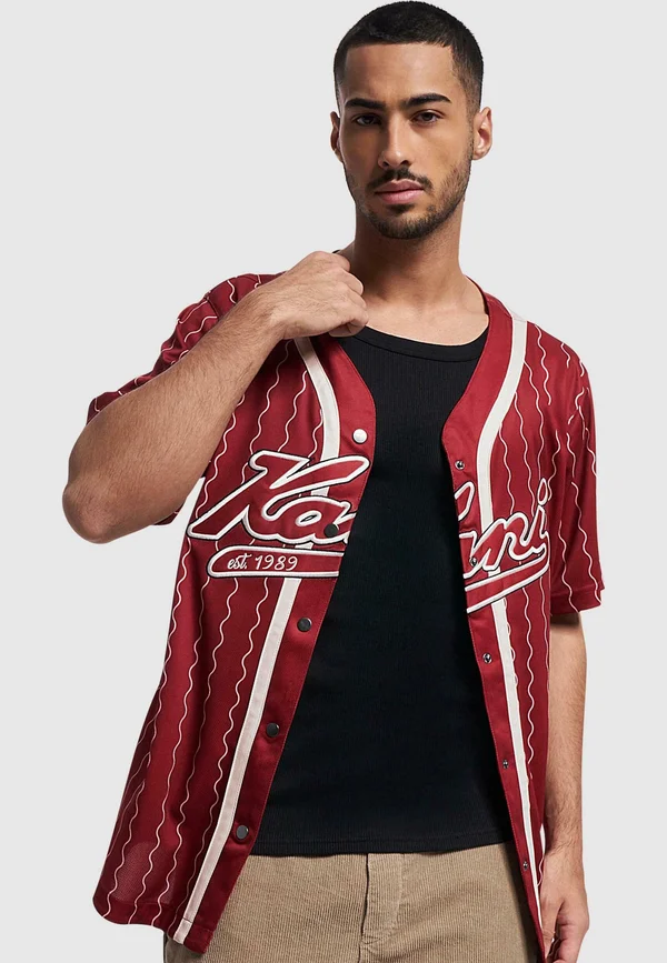 VARSITY ZICZAC PINSTRIPE BASEBALL - Shirt - dark red white