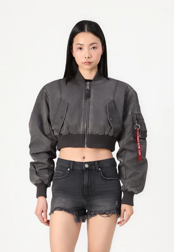 VINTAGE CROPPED  - Bomber Jacket - vintage grey