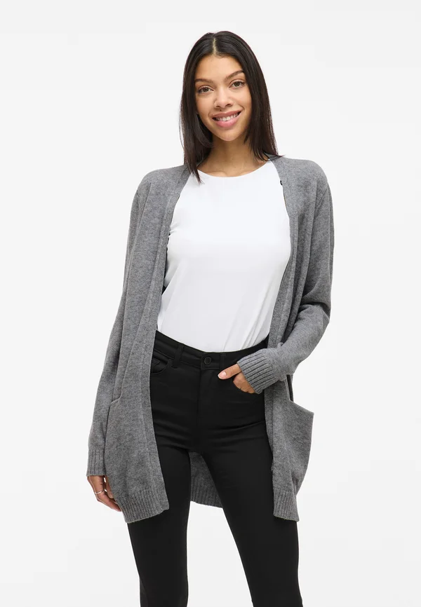 VIRIL OPEN CARDIGAN - Cardigan - medium grey melange