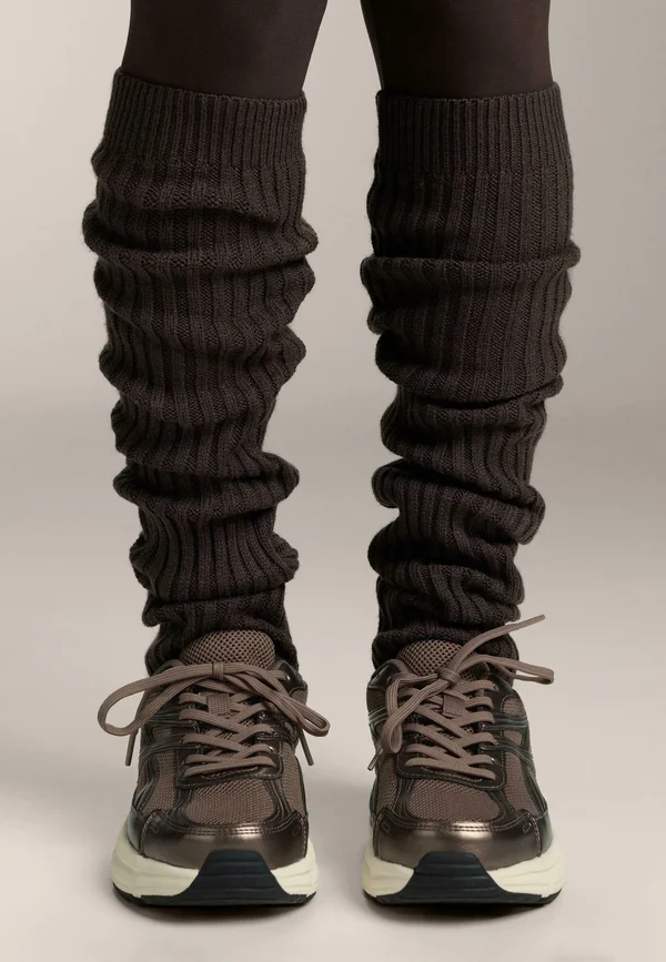 VISCOSE BLEND - Leg sleeves - mottled dark brown