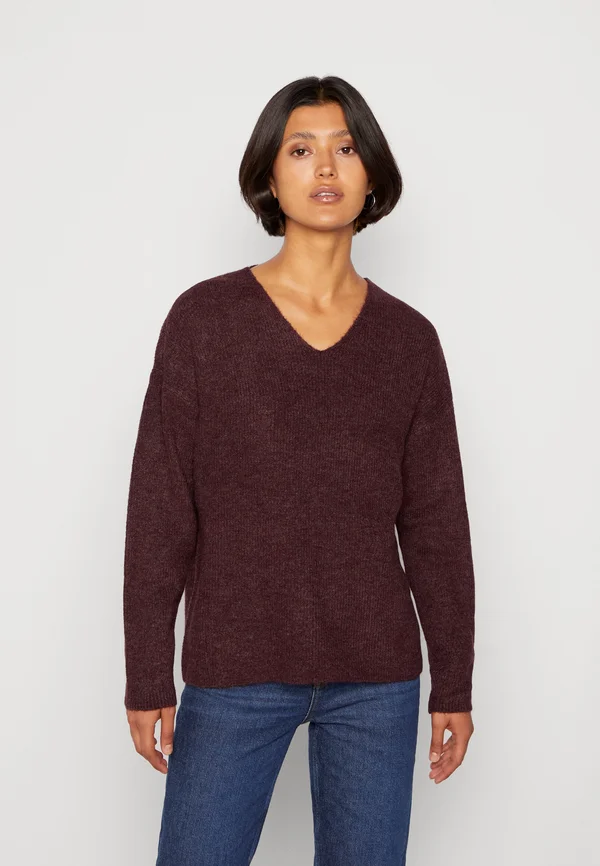 VMCREWLEFILE V-NECK BLOUSE NOOS - Jumper - winetasting