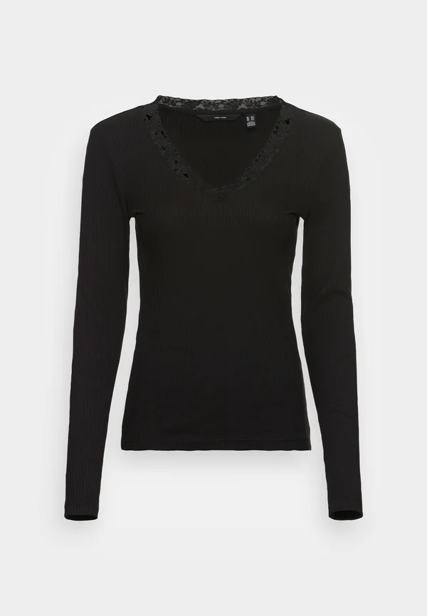 VMHELSINKI DEEP V NECK - Long sleeved top - black
