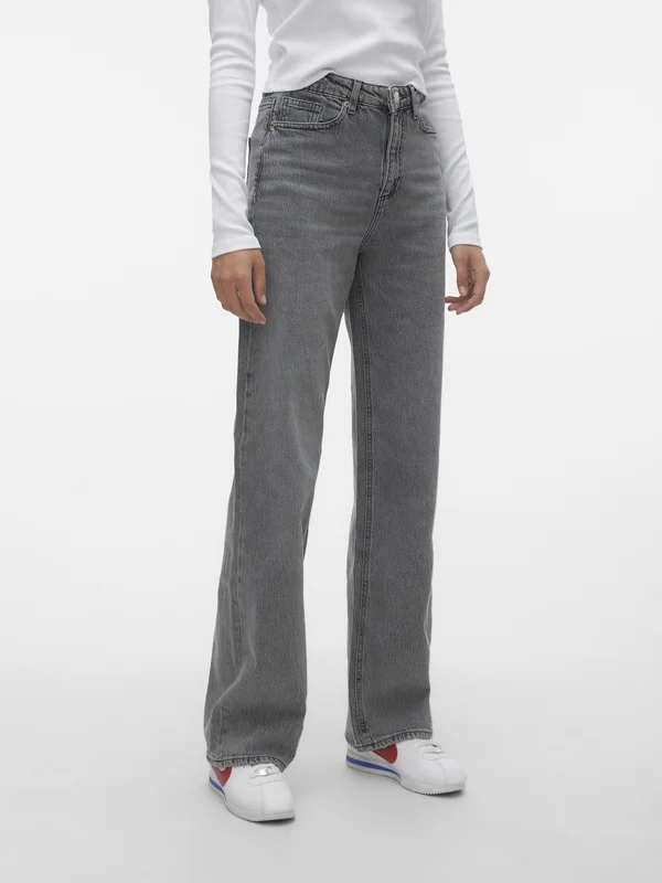 VMTESSA WIDE - Wide Leg - medium grey denim