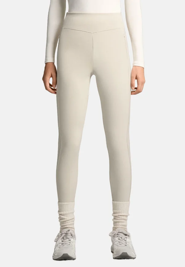 WARM HIGH-RISE ANKLE-LENGTH LEGGINGS WITH POCKETS - Running tights - sand