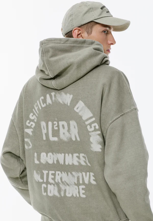WASHED WITH BACK SLOGAN - Hoodie - grey