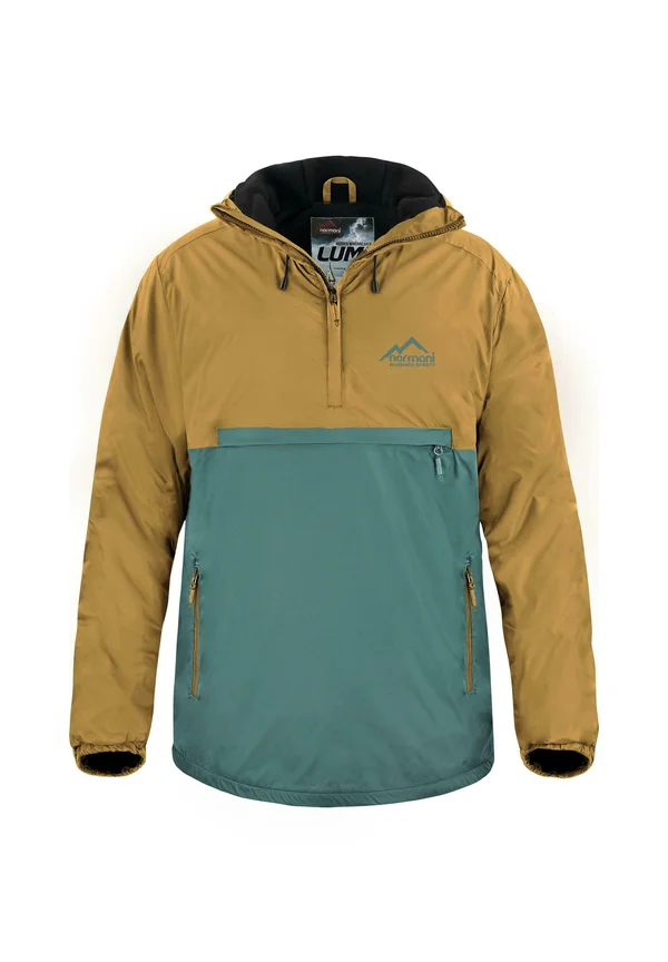 Wasserdichter Windbreaker Schlupfjacke Anorak mit Fleecefutter - Waterproof jacket - gelb grün