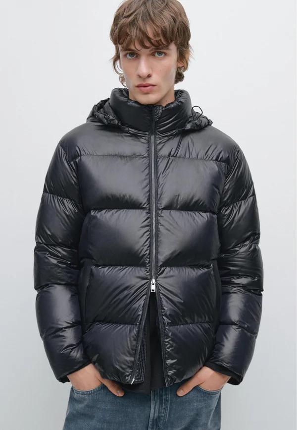 WATER-REPELLENT SATIN PUFFER - Down coat - dark blue