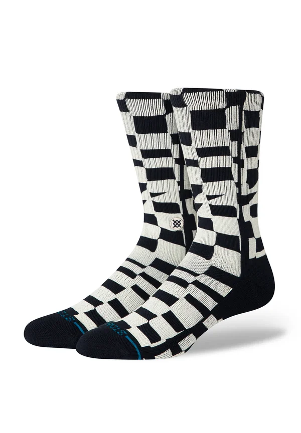 WAVE CHECK CREW UNISEX - Socks - black