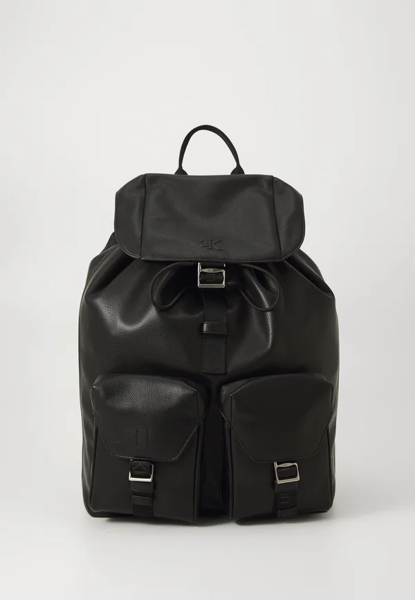 WEBBING STRAP FLAP BACKPACK - Rucksack - black