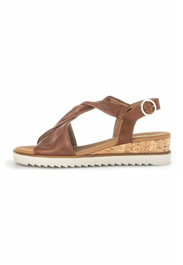 Wedge sandals - camel kork creme