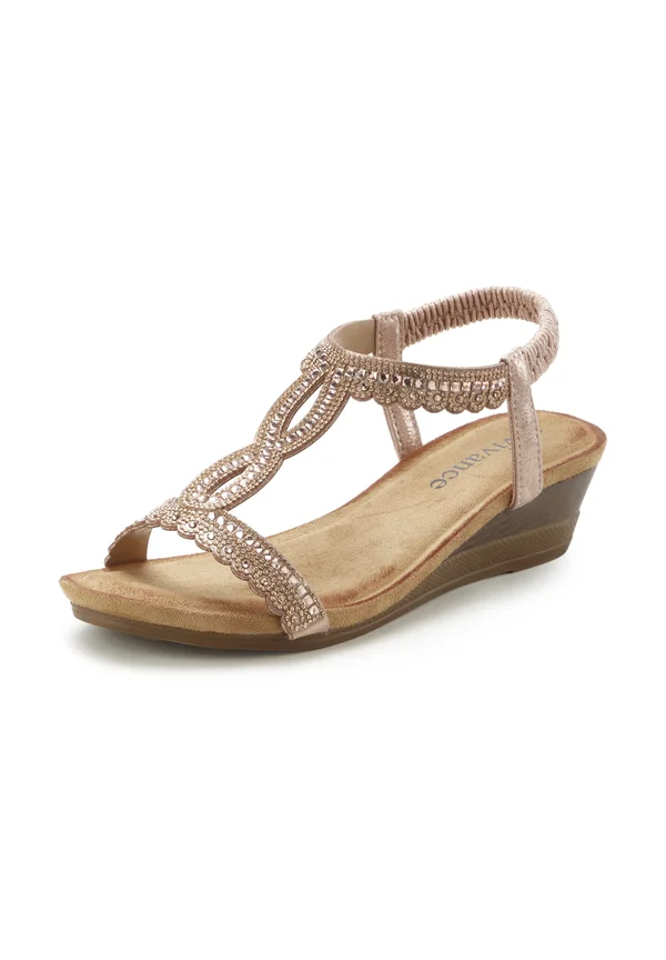 Wedge sandals - roségoldfarben