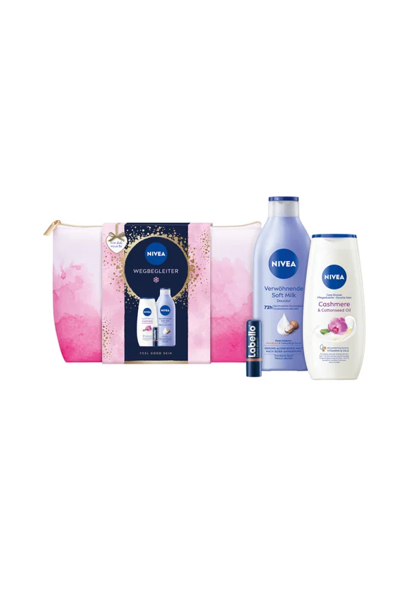 WEGBEGLEITER GESCHENKSET OIL PFLEGEDUSCHE + SOFT MILK + LABELLO + KULTURBEUTEL - Shower gel
