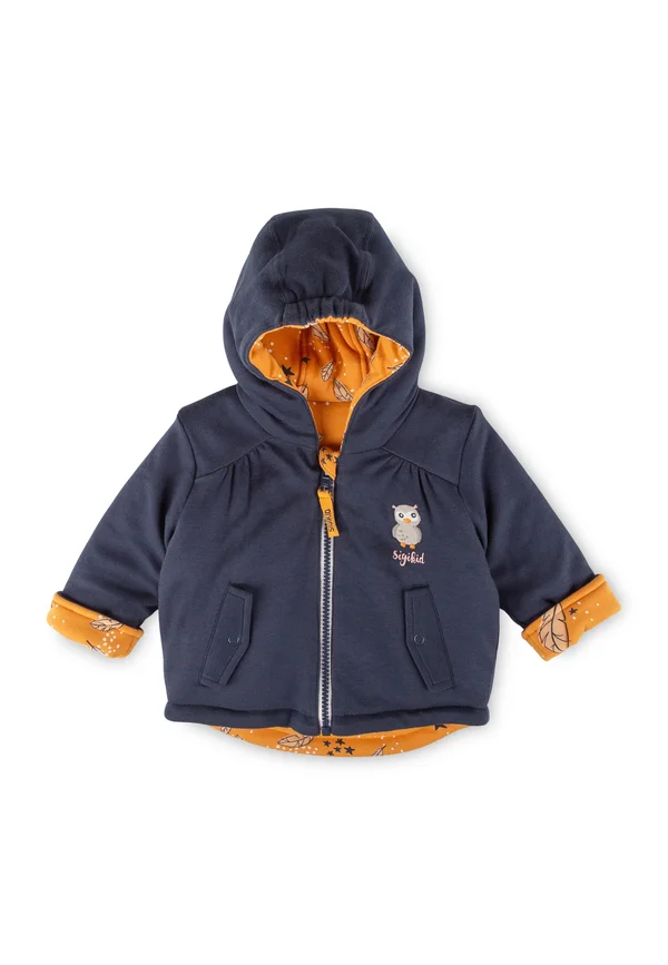 WENDE WATTIERT MAGIC OWL - Zip-up sweatshirt - dunkelblau ockerorange