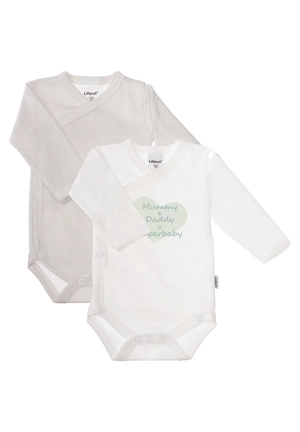 WICKELBODY, LANGARM (2ER PACK) GRAU-WEISS GESTREIFT / WEISS "SUPER - Body - weiß