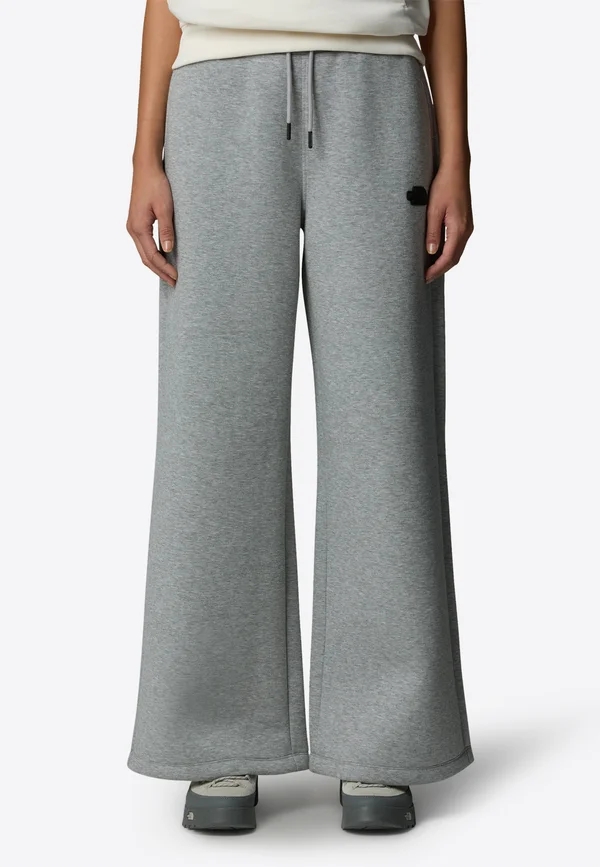 WIDE LEG - Tracksuit bottoms - metallic silver heather