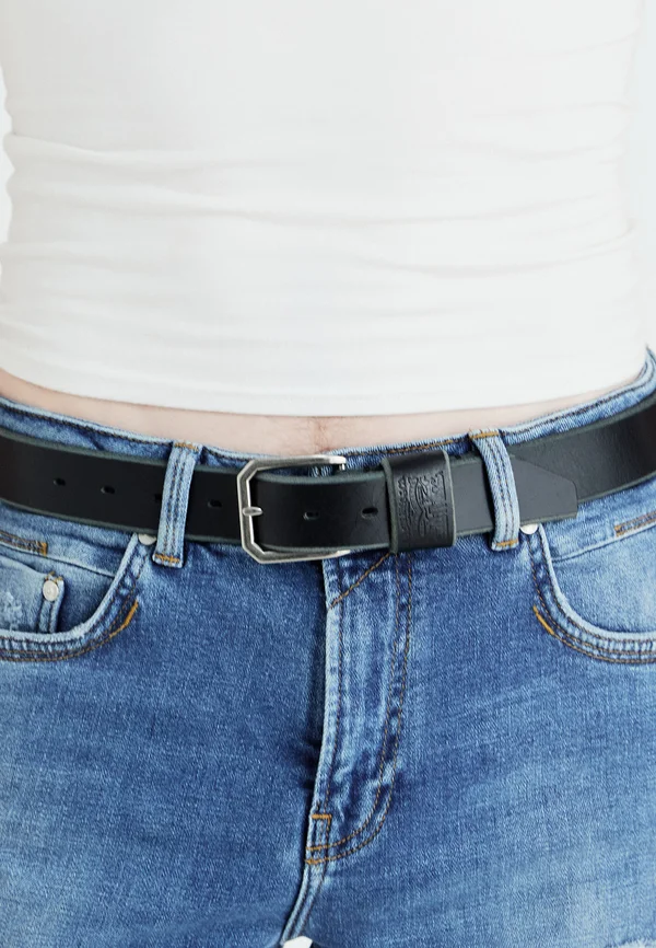 WIDE LOOP TWO HORSE BELT - Belt - caviar