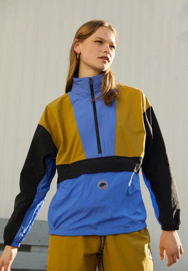 Windbreaker - medium blue/black/golden moss