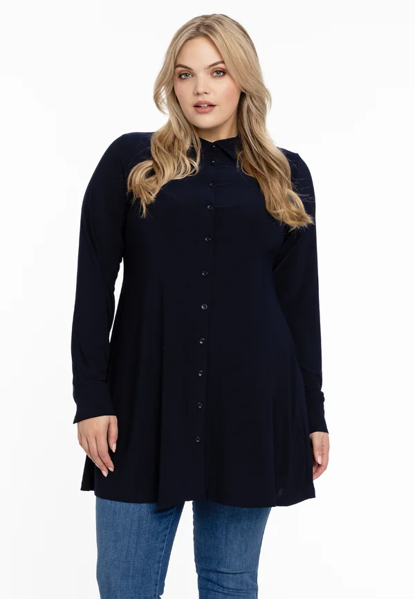 WITH COLLAR - Button-down blouse - blue